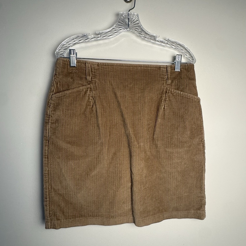 Eddie Bauer Skirt Women's 14 P Tan Camel Corduroy Vintage Retro Pockets Academia